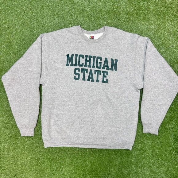 Vintage Michigan State Spellout Crewneck Sweatshirt Size Large - Picture 1 of 5